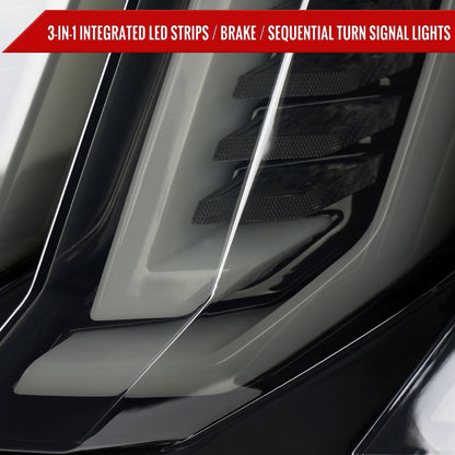 2015-2023 Ford Mustang Sequential Signal LED Tail Lights (Glossy Black Housing/Smoked Lens)
