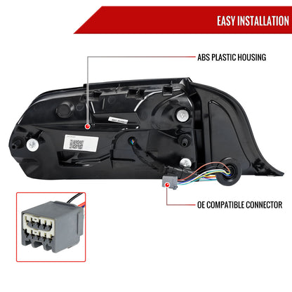 2015-2023 Ford Mustang Sequential Signal LED Tail Lights (Glossy Black Housing/Smoked Lens)