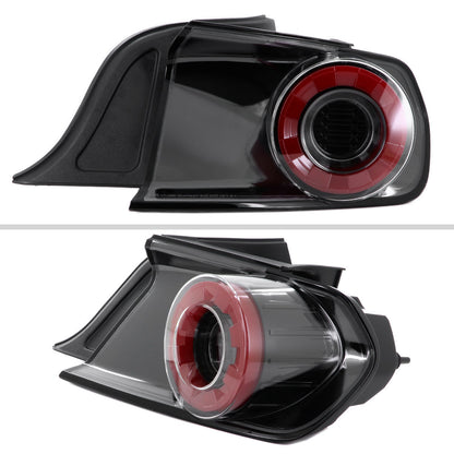 2015-2022 Ford Mustang Coupe/Convertible Red LED Bar Tail Lights (Glossy Black Housing/Clear Lens)