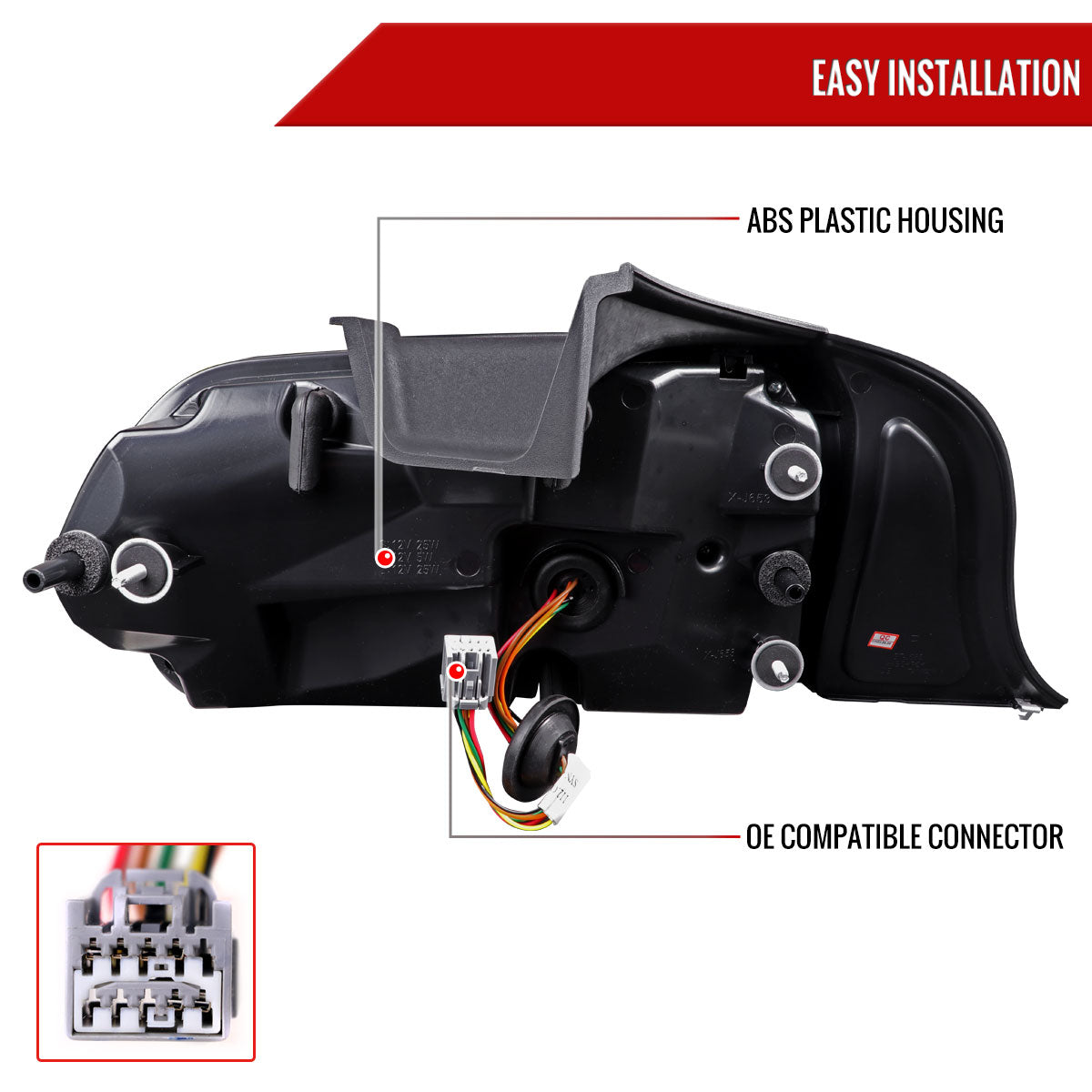 2015-2022 Ford Mustang Coupe/Convertible Red LED Bar Tail Lights (Glossy Black Housing/Clear Lens)