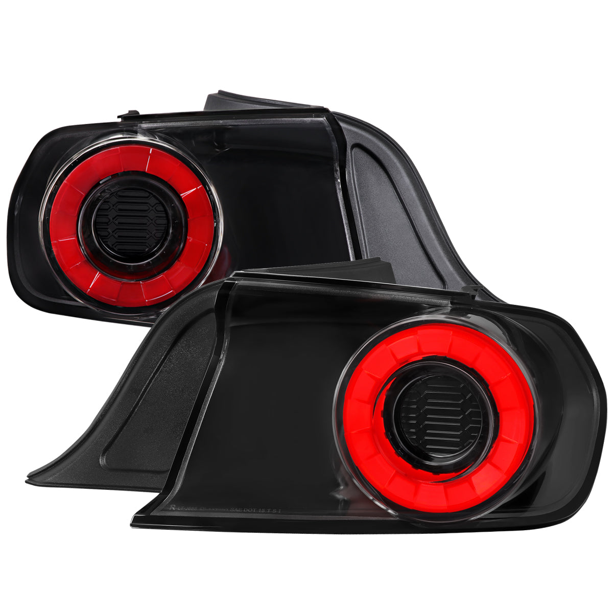 2015-2022 Ford Mustang Coupe/Convertible Red LED Bar Tail Lights (Glossy Black Housing/Clear Lens)