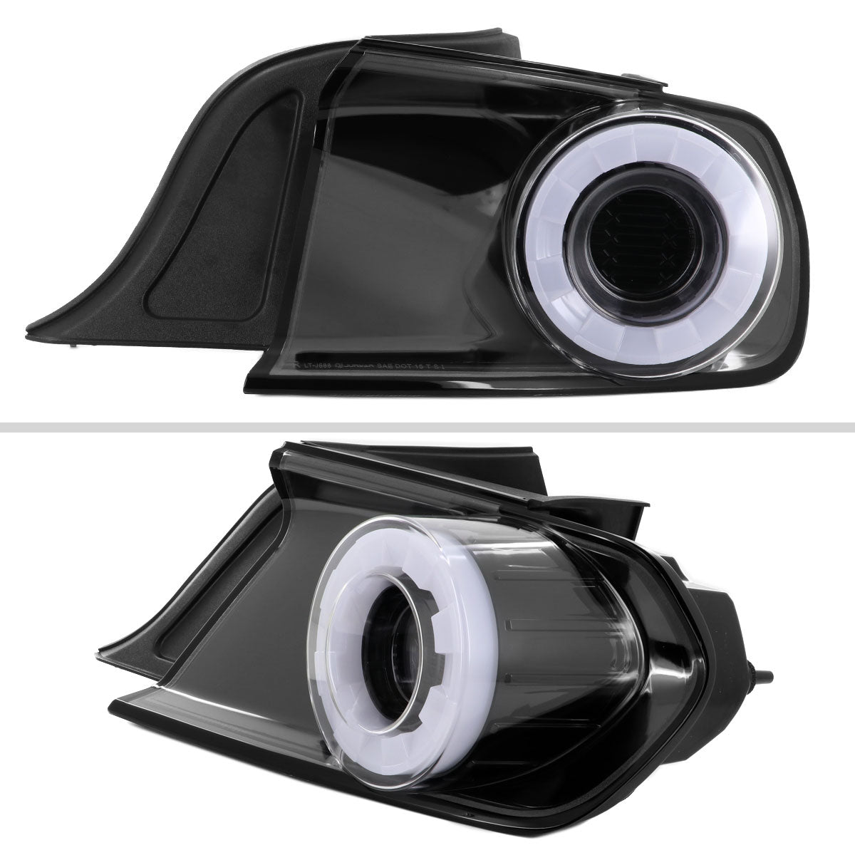 2015-2022 Ford Mustang Coupe/Convertible White LED Bar Tail Lights (Glossy Black Housing/Clear Lens)
