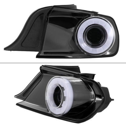 2015-2022 Ford Mustang Coupe/Convertible White LED Bar Tail Lights (Glossy Black Housing/Clear Lens)