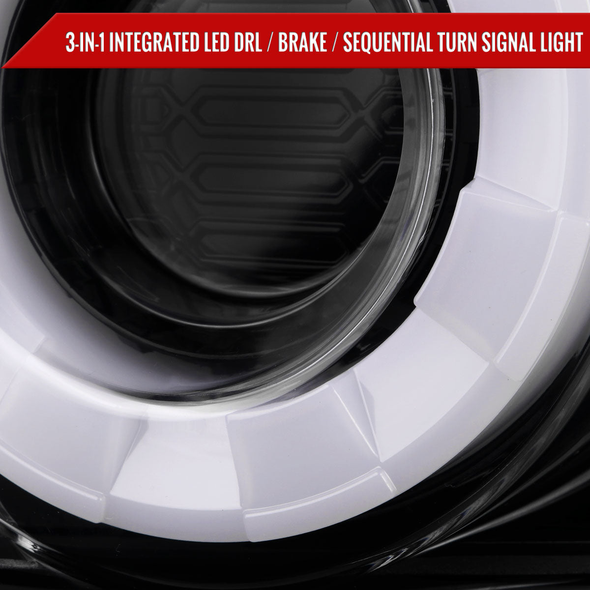 2015-2022 Ford Mustang Coupe/Convertible White LED Bar Tail Lights (Glossy Black Housing/Clear Lens)