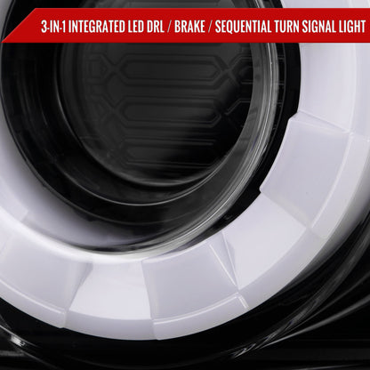 2015-2022 Ford Mustang Coupe/Convertible White LED Bar Tail Lights (Glossy Black Housing/Clear Lens)