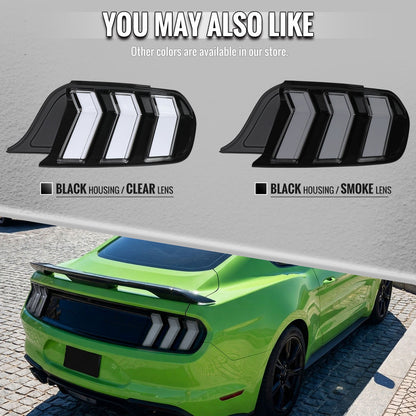 2015-2023 Ford Mustang Sequential LED Turn Signal Tail Lights (Black Housing / Clear Lens)