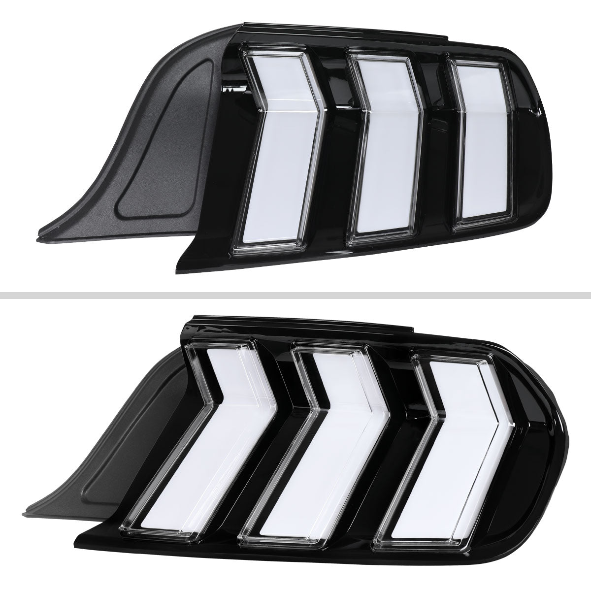 2015-2023 Ford Mustang Sequential LED Turn Signal Tail Lights (Black Housing / Clear Lens)