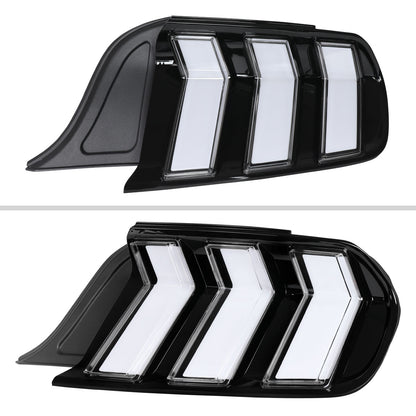2015-2023 Ford Mustang Sequential LED Turn Signal Tail Lights (Black Housing / Clear Lens)