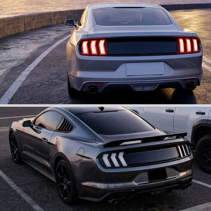 2015-2023 Ford Mustang Sequential LED Turn Signal Tail Lights (Black Housing / Clear Lens)