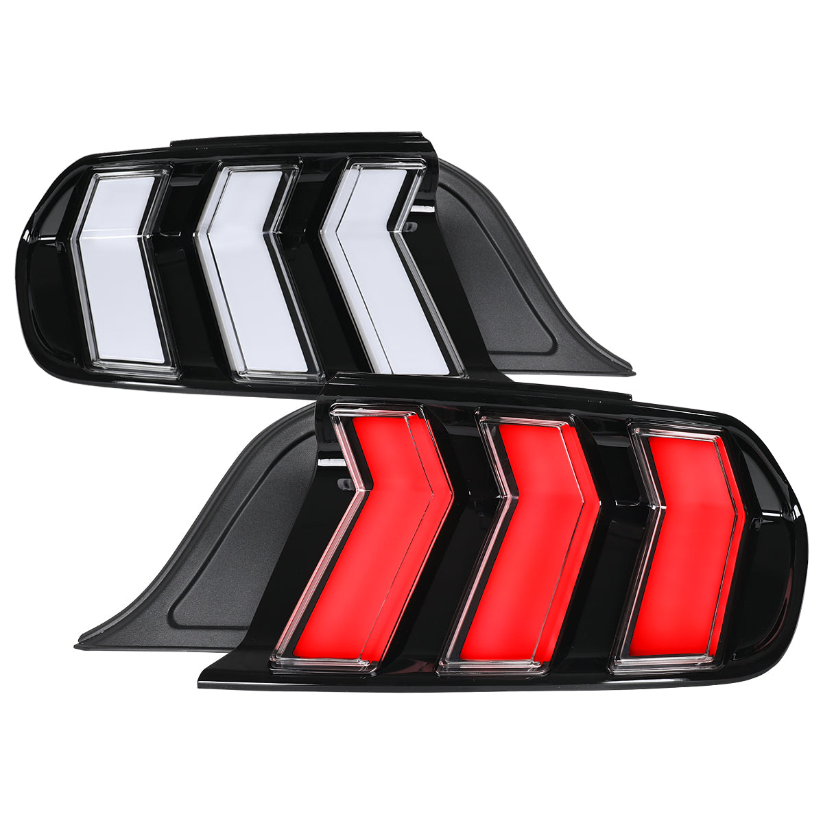 2015-2023 Ford Mustang Sequential LED Turn Signal Tail Lights (Black Housing / Clear Lens)