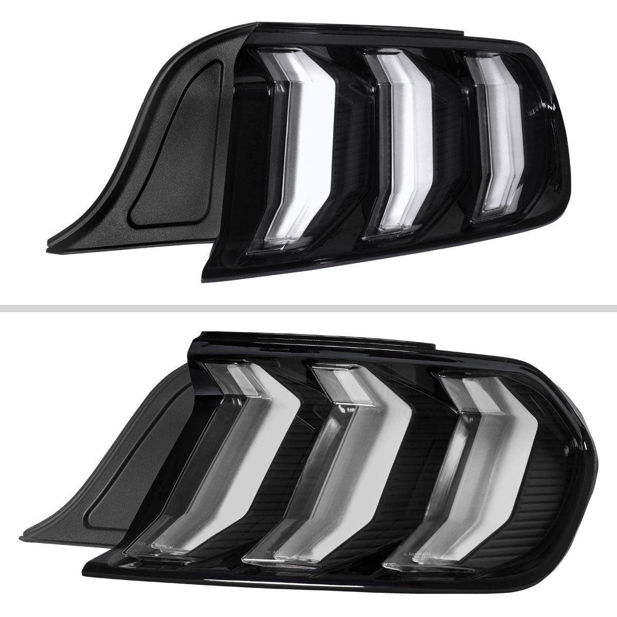 2015-2023 Ford Mustang Sequential LED Turn Signal Euro Tail Lights (Black Housing / Clear Lens)
