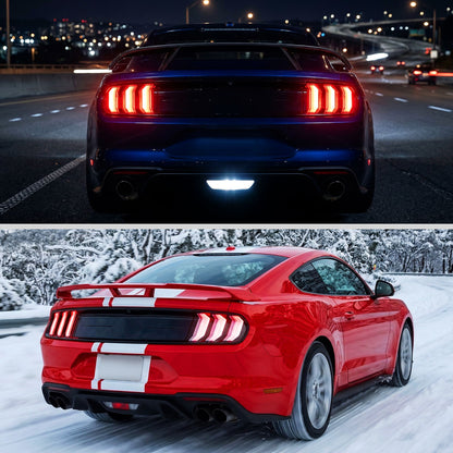 2015-2023 Ford Mustang Sequential LED Turn Signal Euro Tail Lights (Black Housing / Clear Lens)