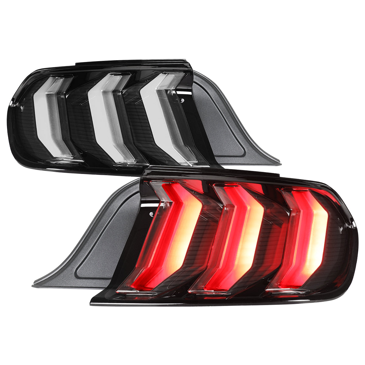 2015-2023 Ford Mustang Sequential LED Turn Signal Euro Tail Lights (Black Housing / Clear Lens)