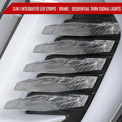 2015-2023 Ford Mustang Sequential Signal LED Tail Lights (Jet Black Housing/Clean Lens)