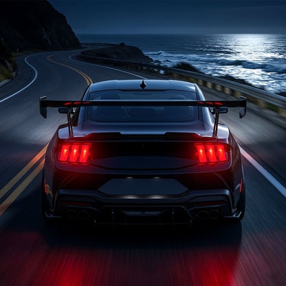 2024-2026 Ford Mustang Full LED Switchback Sequential Tail Lights with Startup Animation (Black Housing / Clear Lens)