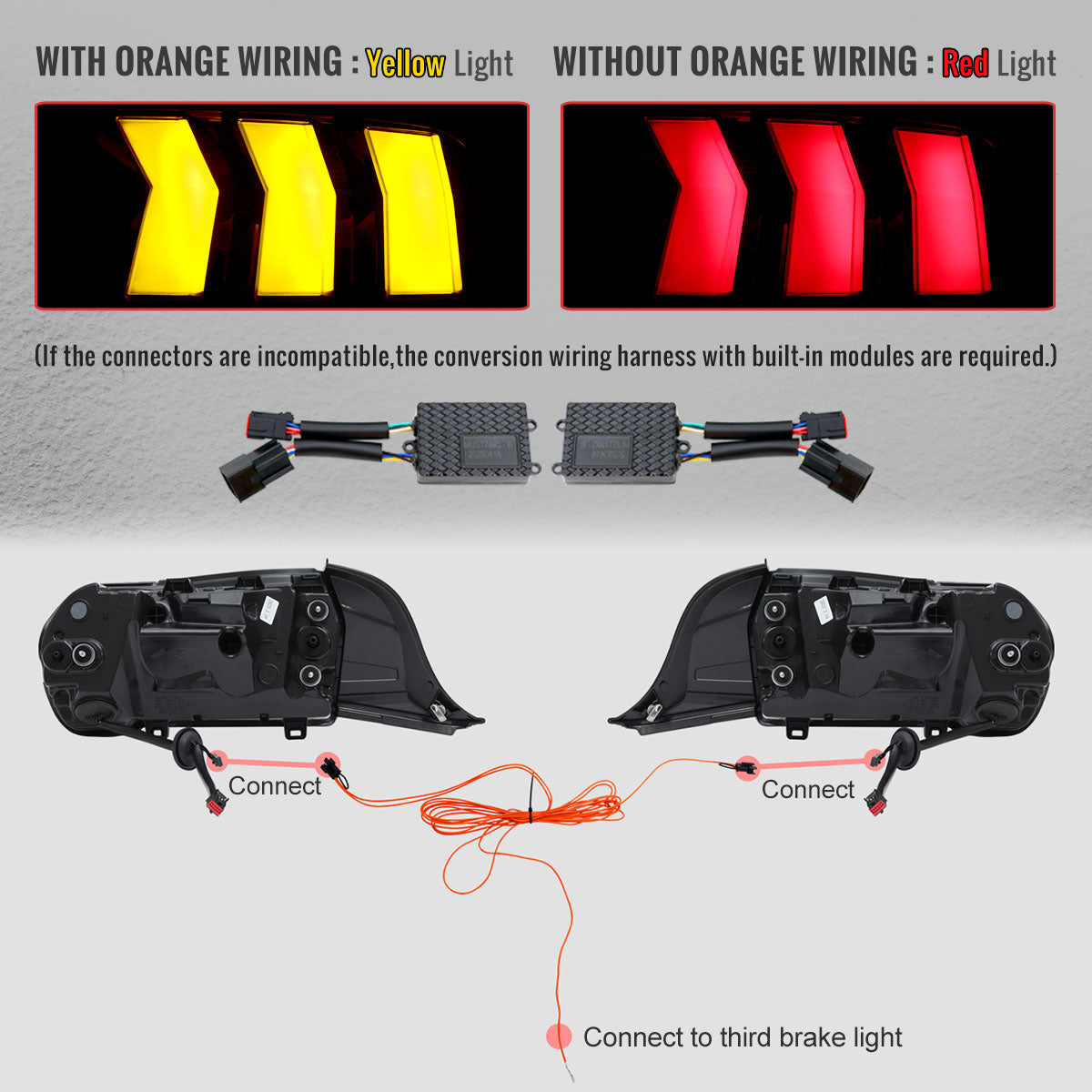 2024-2026 Ford Mustang Full LED Switchback Sequential Tail Lights with Startup Animation (Black Housing / Clear Lens)