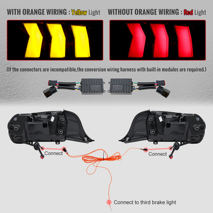 2024-2026 Ford Mustang Full LED Switchback Sequential Tail Lights with Startup Animation (Black Housing / Clear Lens)