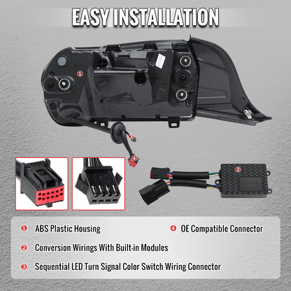2024-2026 Ford Mustang Full LED Switchback Sequential Tail Lights with Startup Animation (Black Housing / Smoked Lens)