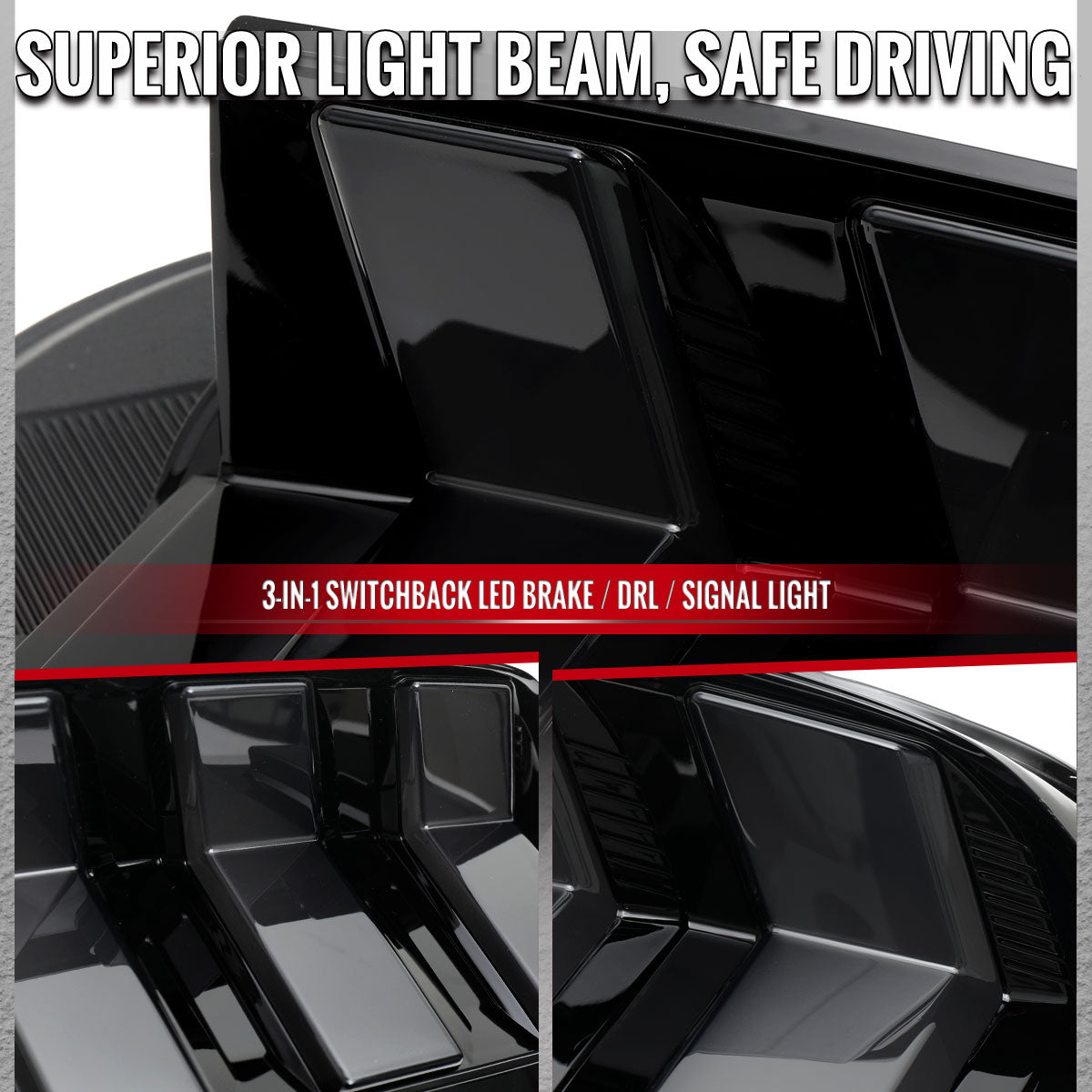 2024-2026 Ford Mustang Full LED Switchback Sequential Tail Lights with Startup Animation (Black Housing / Smoked Lens)