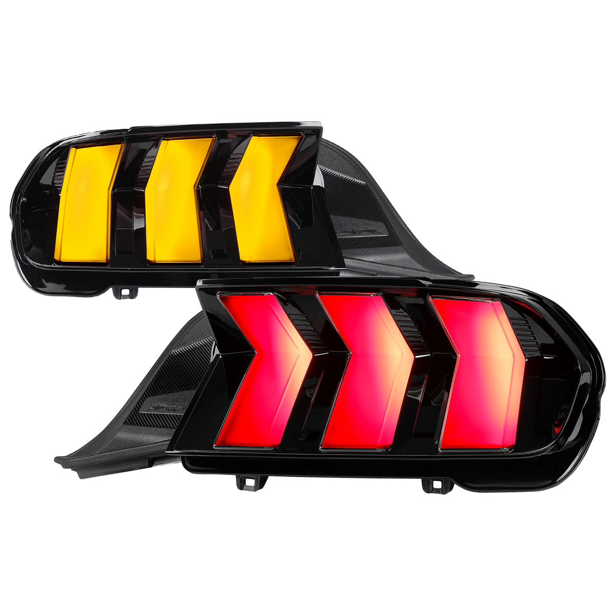 2024-2026 Ford Mustang Full LED Switchback Sequential Tail Lights with Startup Animation (Black Housing / Smoked Lens)