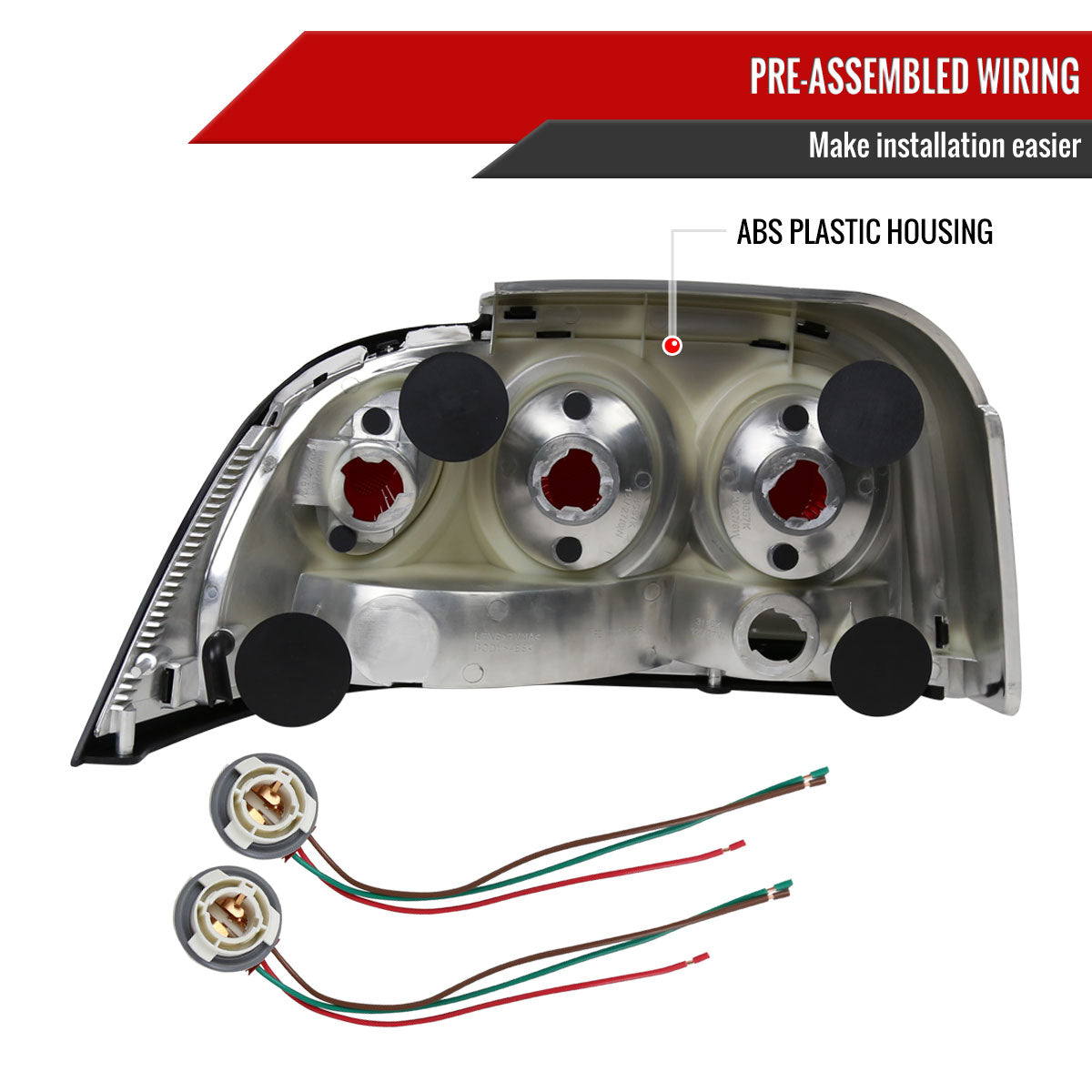 1994-1998 Ford Mustang Tail Lights (Chrome Housing/Clear Lens)