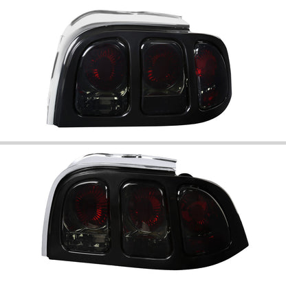 1994-1998 Ford Mustang Tail Lights (Chrome Housing/Smoked Lens)