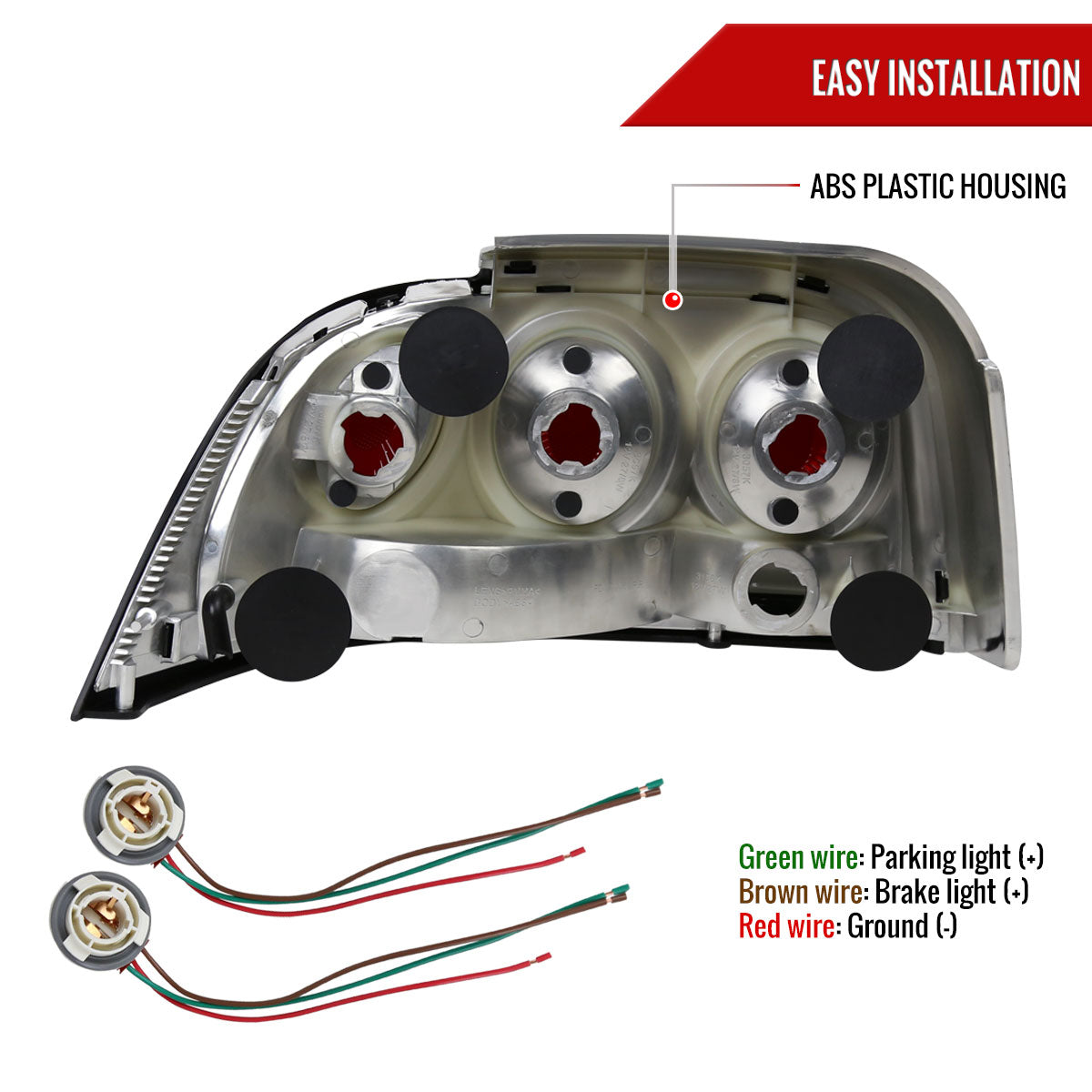 1994-1998 Ford Mustang Tail Lights (Chrome Housing/Smoked Lens)