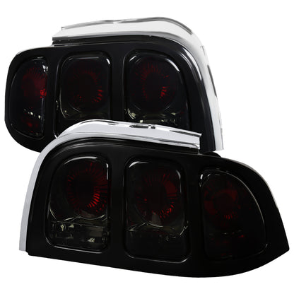 1994-1998 Ford Mustang Tail Lights (Chrome Housing/Smoked Lens)
