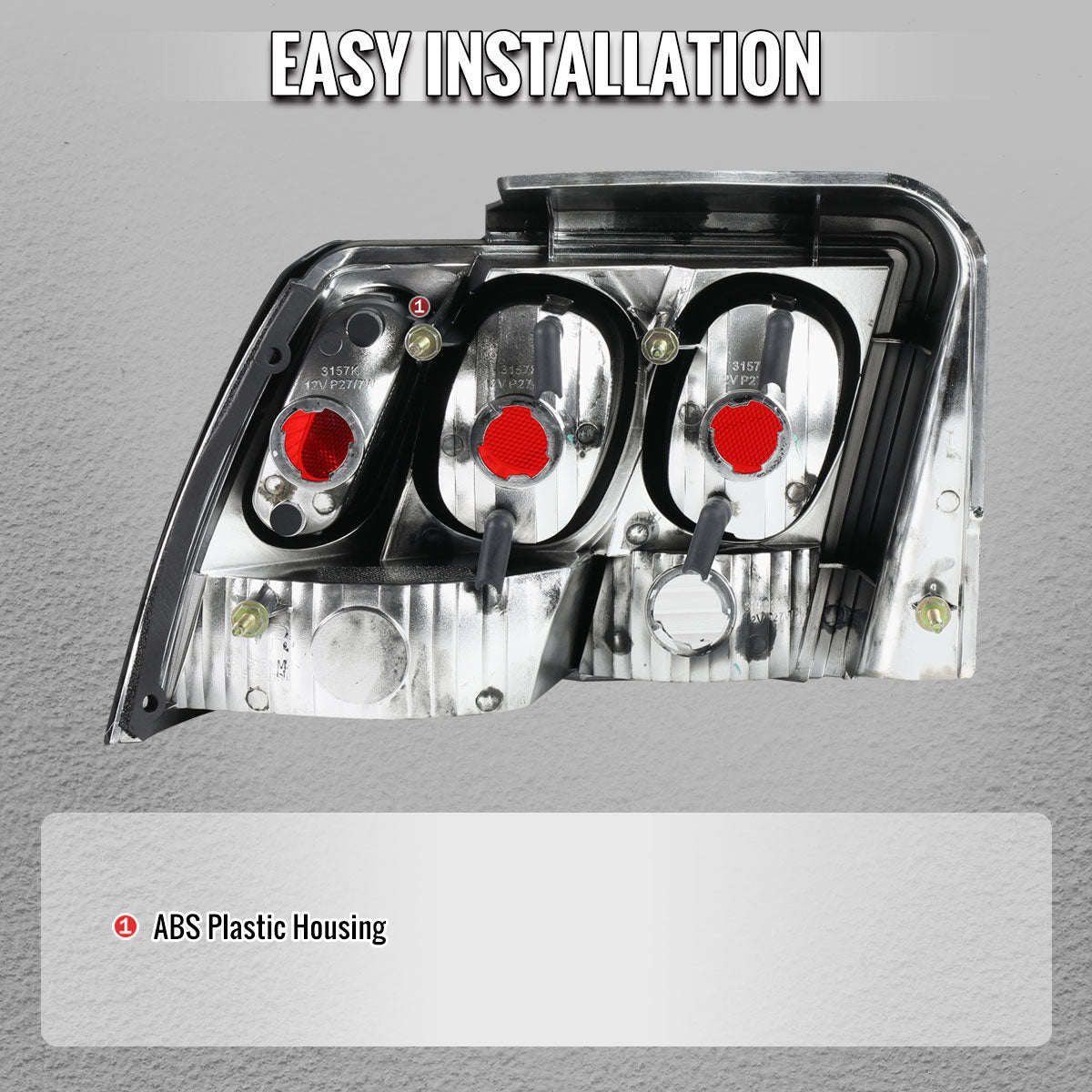 1999-2004 Ford Mustang Tail Lights (Chrome Housing/Clear Lens)