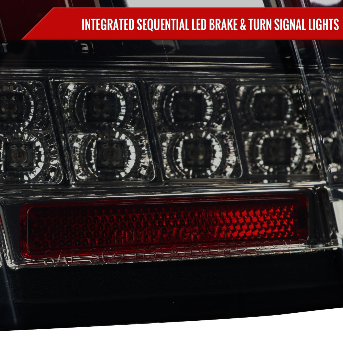 1999-2004 Ford Mustang Red Marker Sequential LED Tail Lights (Glossy Black Housing/Smoked Lens)