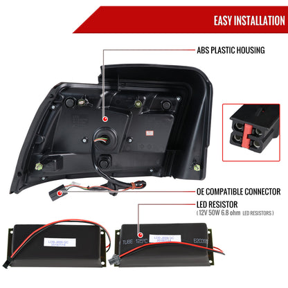 1999-2004 Ford Mustang Sequential LED Tail Lights (Jet Black Housing/Clear Lens)