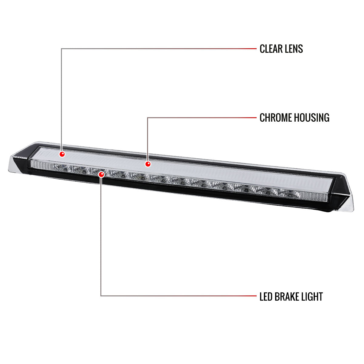 1999-2004 Ford Mustang LED 3rd Brake Light (Chrome Housing/Clear Lens)