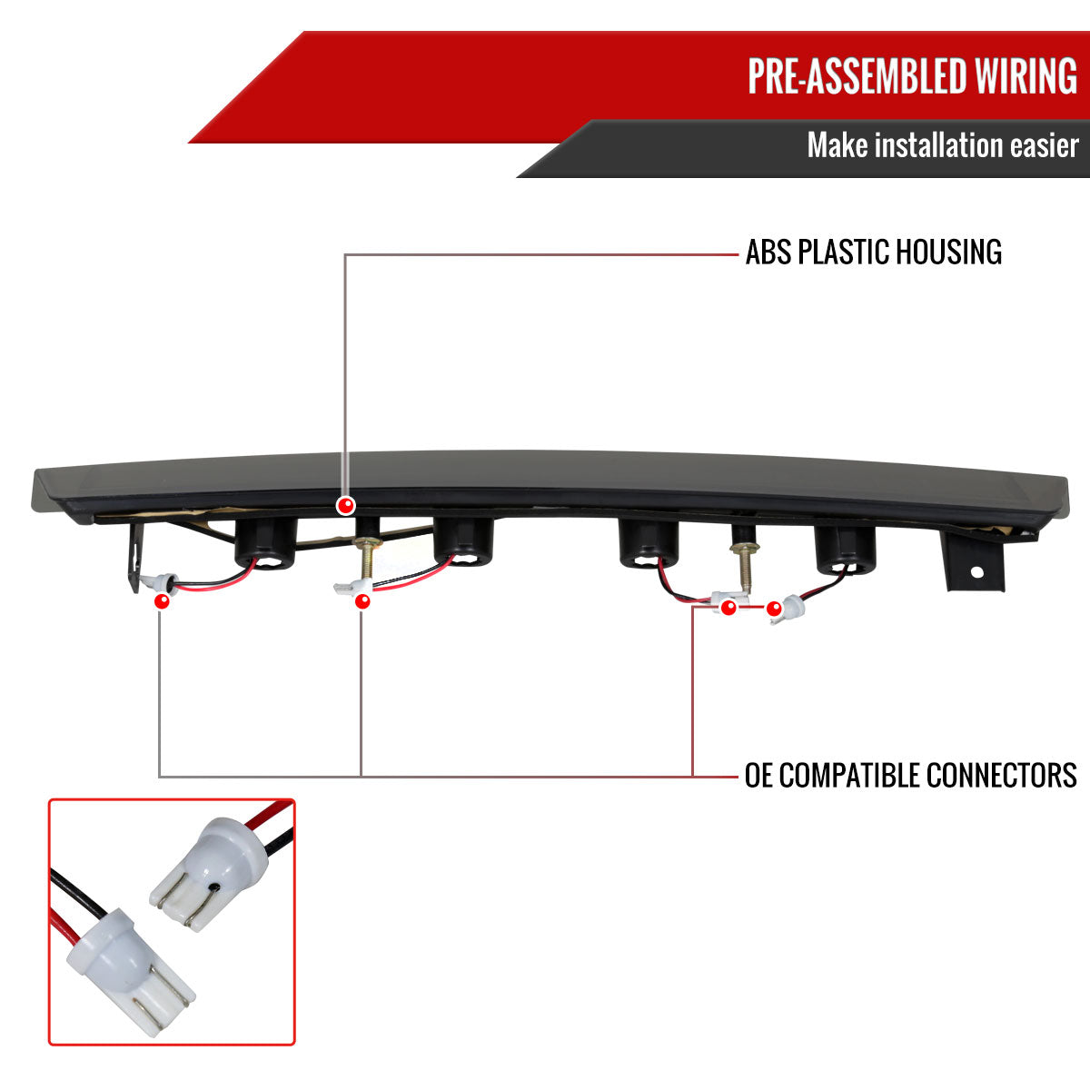 1999-2004 Ford Mustang LED 3rd Brake Light (Chrome Housing/Smoked Lens)