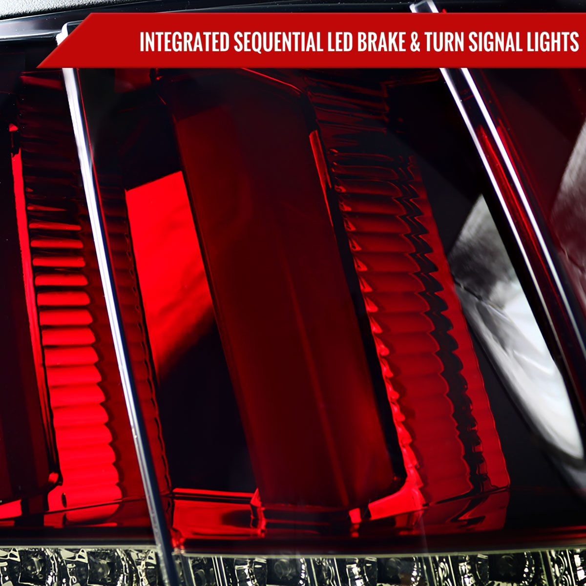 1999-2004 Ford Mustang Sequential LED Tail Lights (Chrome Housing/Red Smoked Lens)