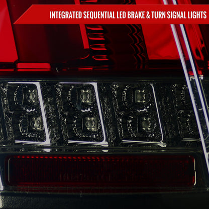 1999-2004 Ford Mustang Sequential LED Tail Lights (Chrome Housing/Red Smoked Lens)