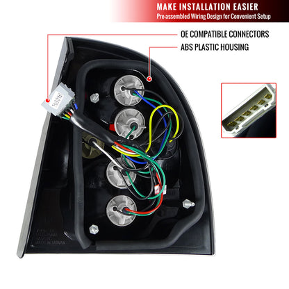 2001-2005 Volkswagen Passat Sedan Tail Lights (Matte Black Housing/Clear Lens)