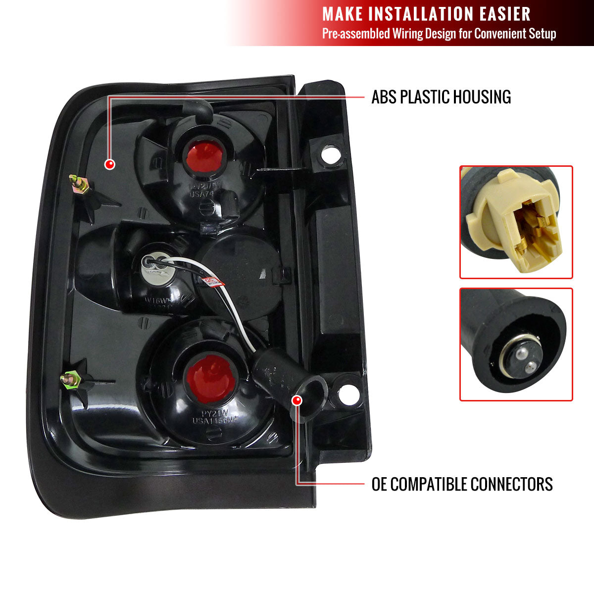 1996-2004 Nissan Pathfinder/ Infiniti QX4 Tail Lights (Matte Black Housing/Clear Lens)