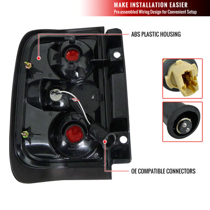 1996-2004 Nissan Pathfinder/ Infiniti QX4 Tail Lights (Matte Black Housing/Clear Lens)