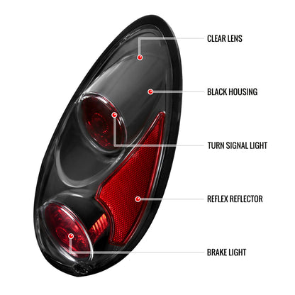 2001-2005 Chrysler PT Cruiser Tail Lights (Matte Black Housing/Clear Lens)