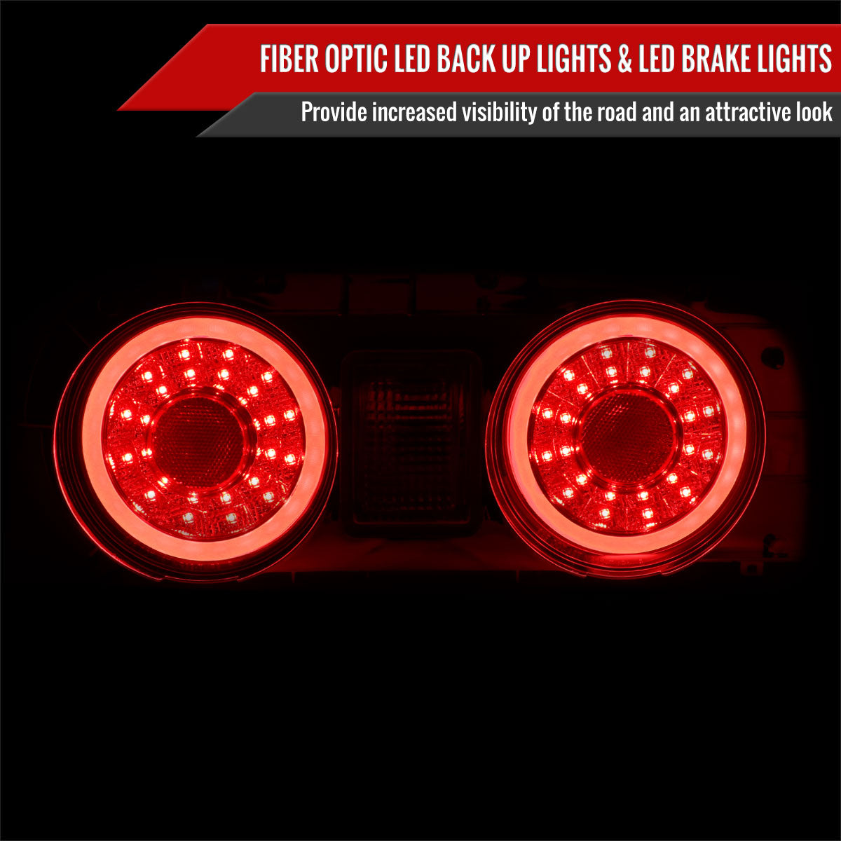 1989-1994 Nissan Skyline GT R32 JDM Red LED Tail Lights (Chrome Housing/Red Lens)