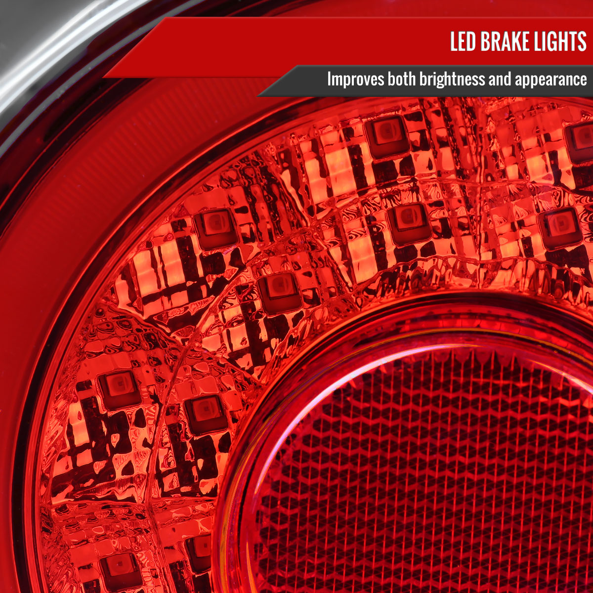 1989-1994 Nissan Skyline GT R32 JDM Red LED Tail Lights (Chrome Housing/Red Lens)