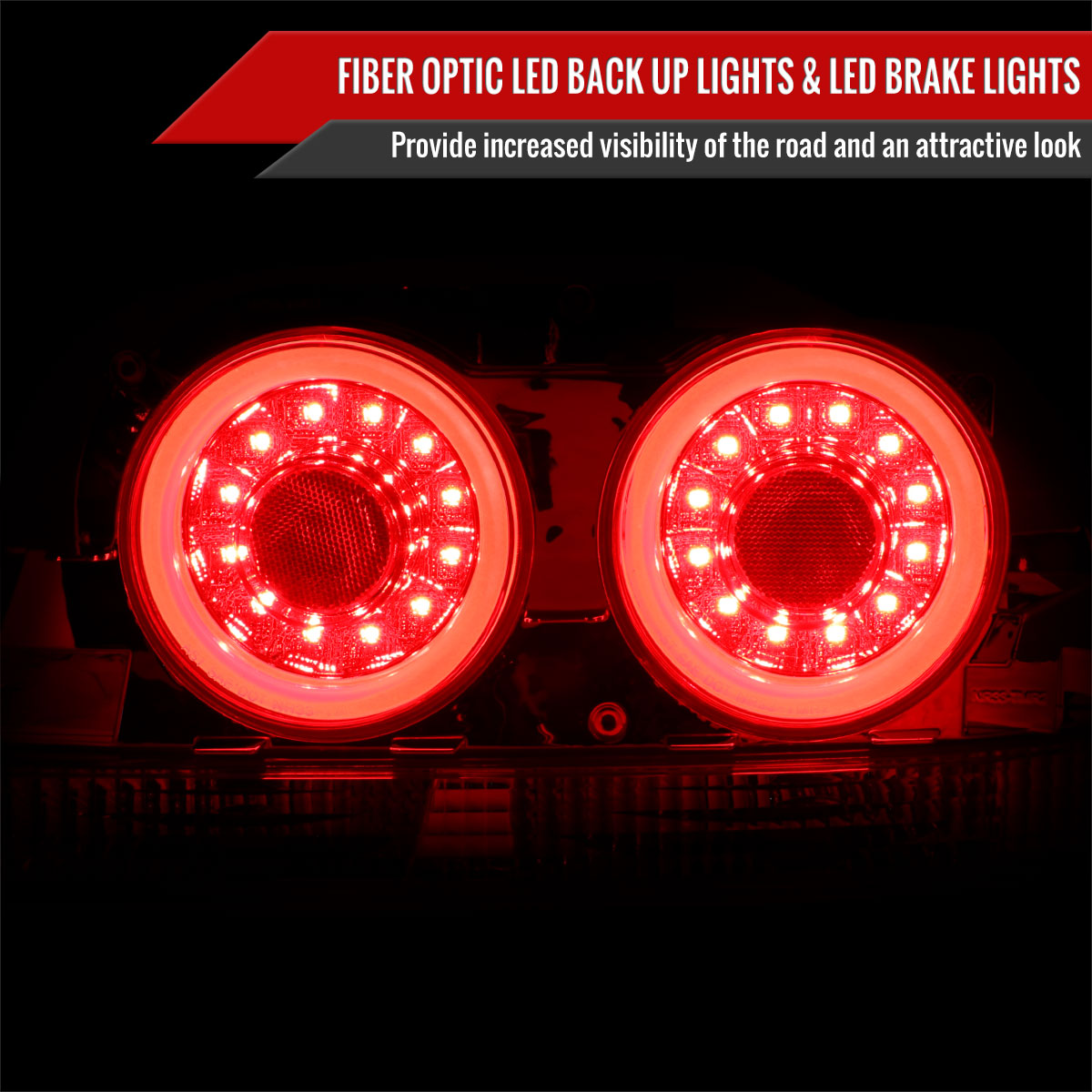 1995-1998 Nissan Skyline GT R33 JDM Red LED Tail Lights (Chrome Housing/Red Lens)