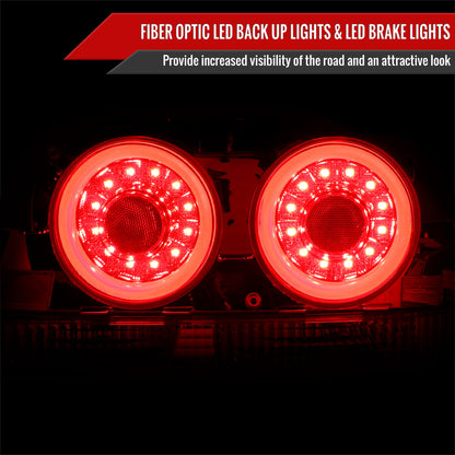 1995-1998 Nissan Skyline GT R33 JDM Red LED Tail Lights (Chrome Housing/Red Lens)