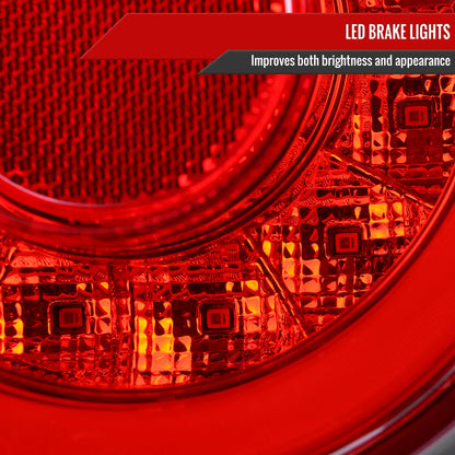 1995-1998 Nissan Skyline GT R33 JDM Red LED Tail Lights (Chrome Housing/Red Lens)