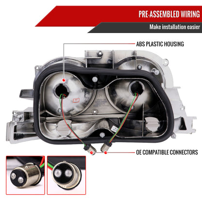 1995-1998 Nissan Skyline GT R33 JDM Red LED Tail Lights (Chrome Housing/Red Lens)