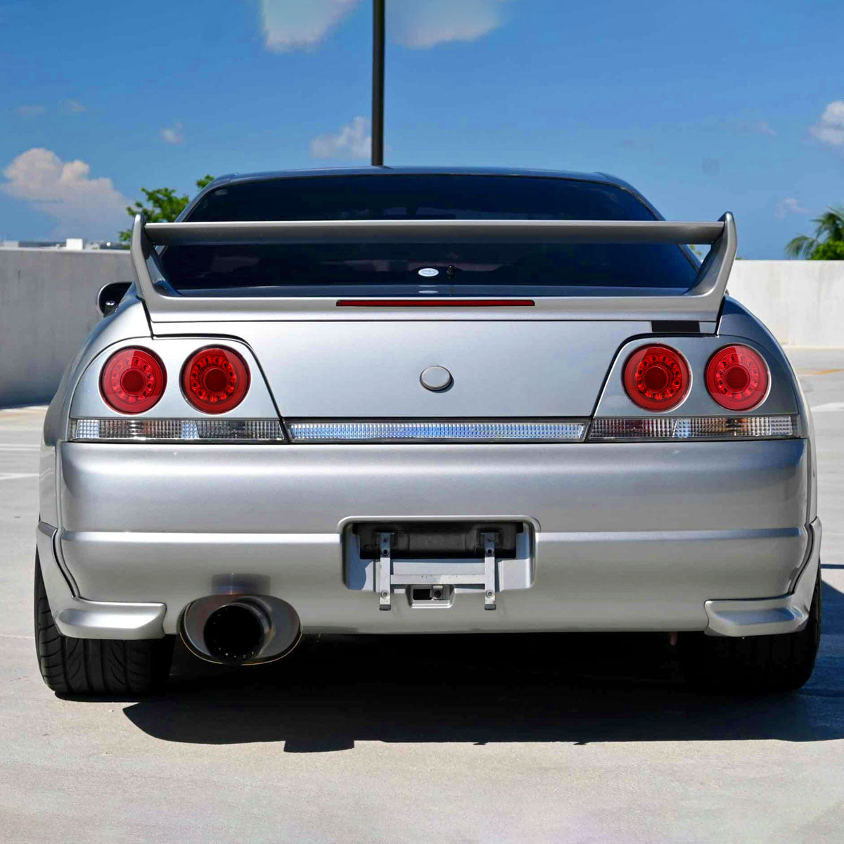 1995-1998 Nissan Skyline GT R33 JDM Red LED Tail Lights (Chrome Housing/Red Lens)