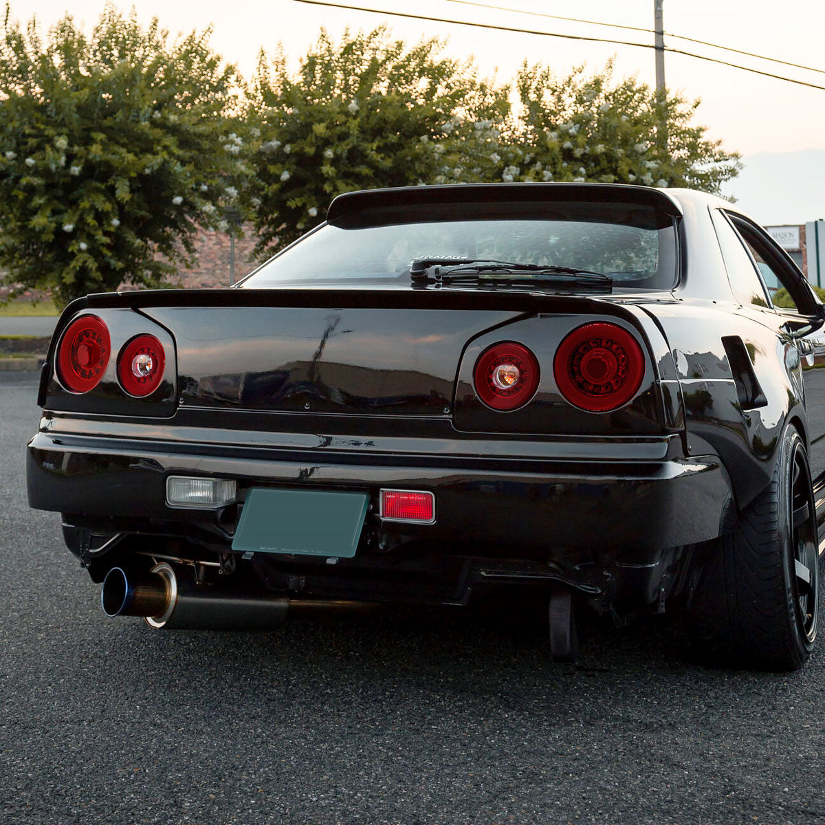 1999-2002 Nissan Skyline GT R34 JDM Red LED Tail Lights (Chrome Housing/Red Lens)