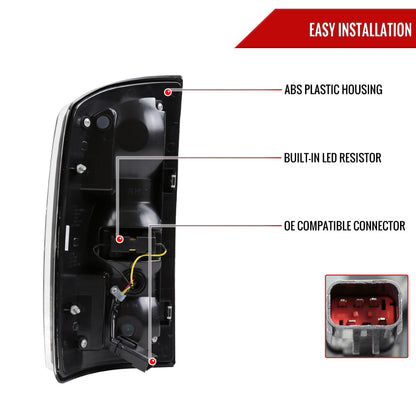 2002-2006 Dodge RAM 1500/2500/3500 White LED Bar Tail Lights (Matte Black Housing/Clear Lens)
