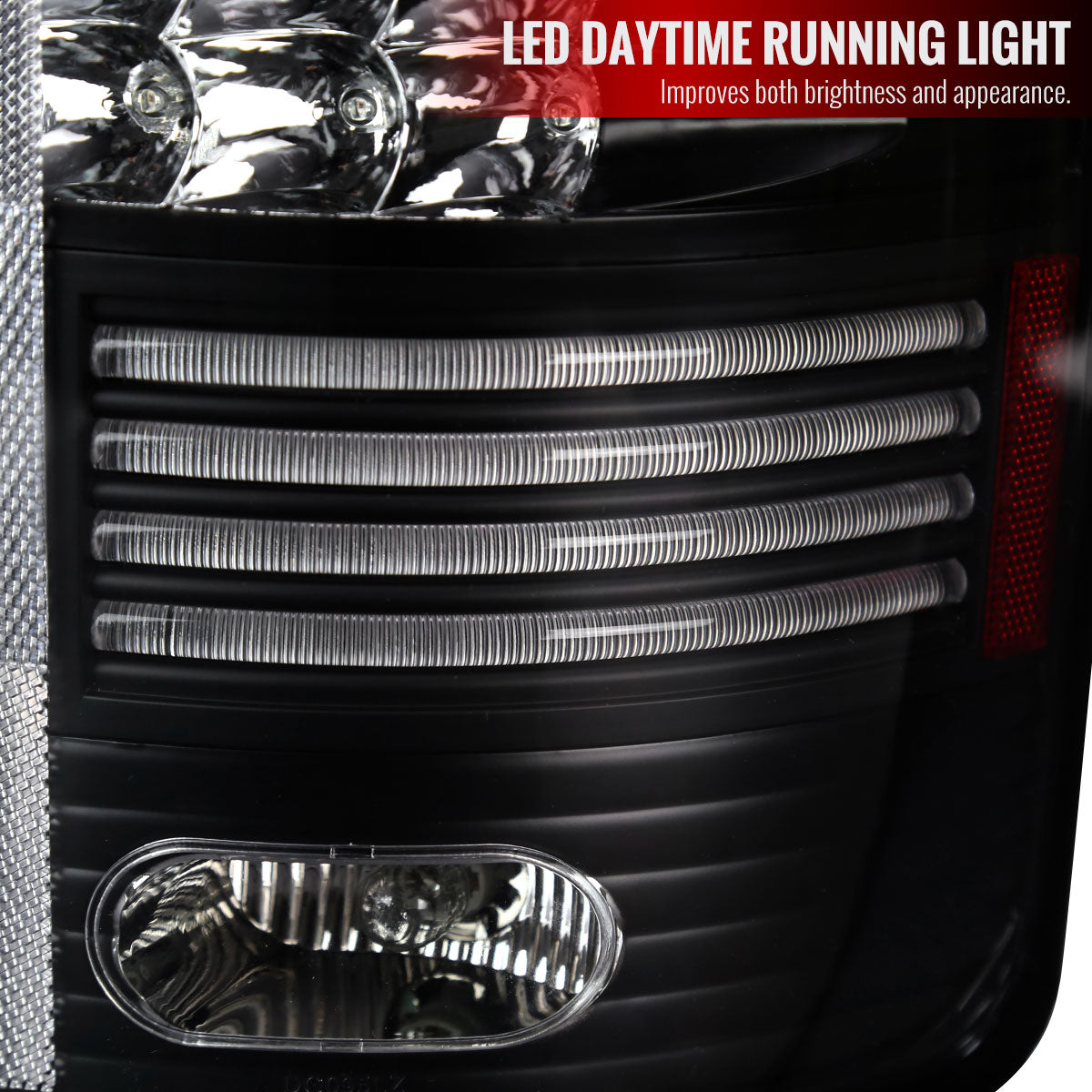 2002-2006 Dodge RAM LED Tail Lights (Matte Black Housing/Clear Lens)
