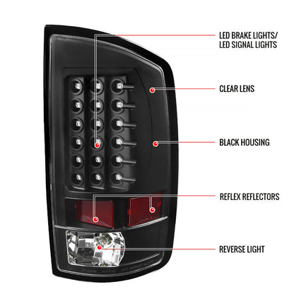 2002-2006 Dodge RAM V2 LED Tail Lights (Matte Black Housing/Clear Lens)